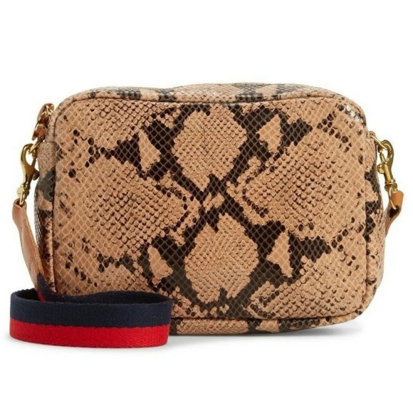 Clare V Handbags - Clare v. Midi Sac Snakeskin Embossed Leather Crossbody Bag - Brown